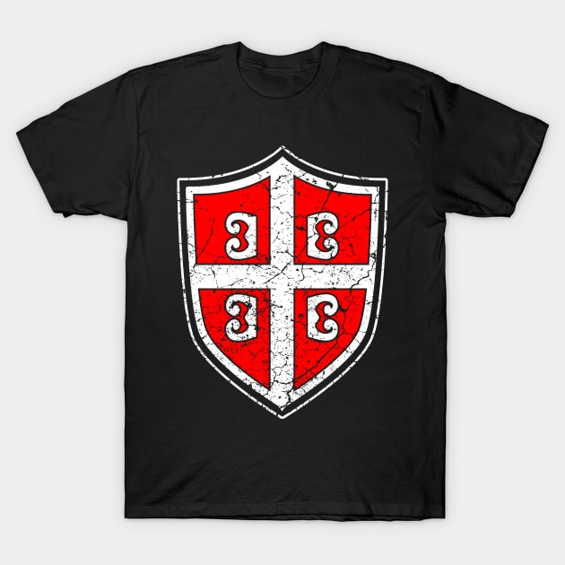 Serbian Cross Flag Coat Of Arms T-Shirt by Mila46